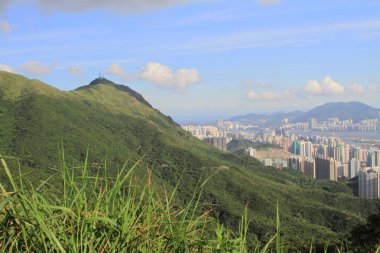 Kowloon tepe veya Fei Ngor Shan günbatımı manzaraya hk