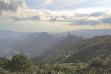 Kowloon tepe veya Fei Ngor Shan günbatımı manzaraya hk