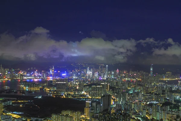 Widok Nocny Który Widziany Kowloon East District — Zdjęcie stockowe