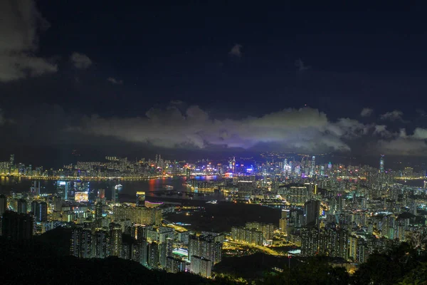 Kowloon East District Den Görülen Bir Gece Manzarası — Stok fotoğraf