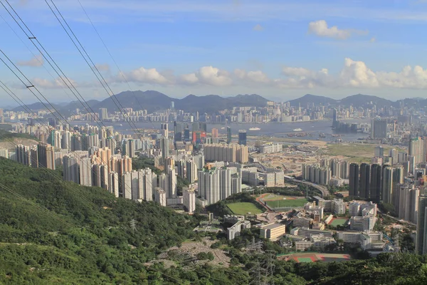 Kowloon siluetinin Kowloon tepe görünümünde