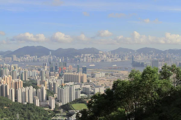 Kowloon siluetinin Kowloon tepe görünümünde