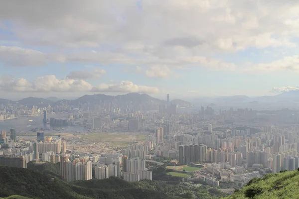 Коулун Пік Або Фей Ngor Шань Панорамою Заходу Сонця Гонконгу — стокове фото