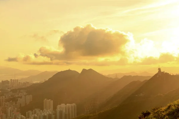 Pico Kowloon Fei Ngor Shan Vista Pôr Sol Hong Kong — Fotografia de Stock