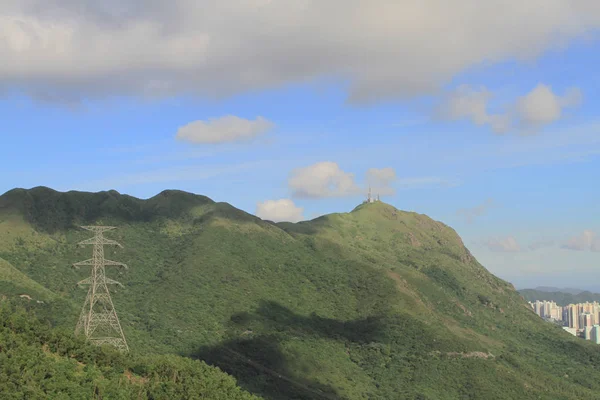 九龙山顶或飞恩哥尔山日落景香港 — 图库照片