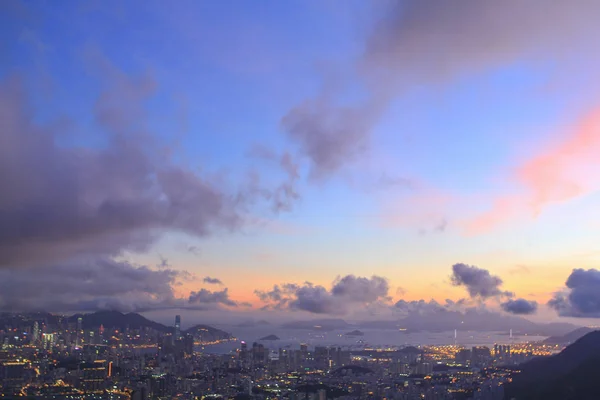 Die Farbenfrohe Sonne Untergeht Ong Kong — Stockfoto