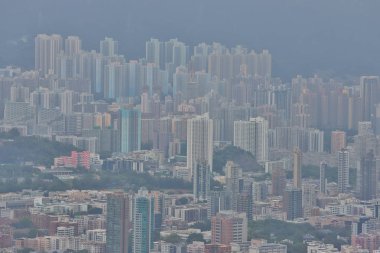 gündüz bir Kowloon yan Hong Kong Skyline