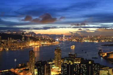 bir Devil Peak görünümü Victoria Harbour hk