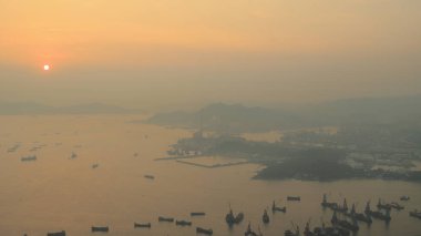 West Kowloon stonecutters Köprüsü'nde sunse