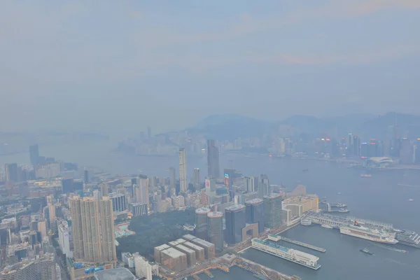 Hong Kong City Légifelvételek Városi Felhőkarcoló — Stock Fotó