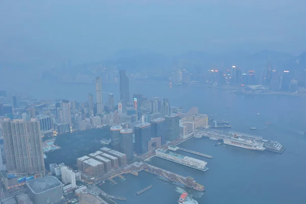 Hong Kong Vista Aérea Cidade Com Arranha Céus Urbanos — Fotografia de Stock