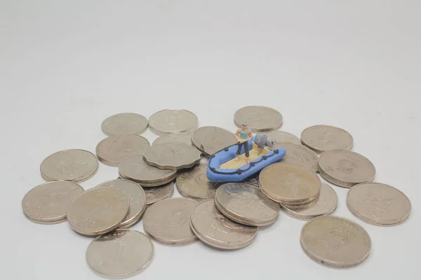 Coins Stack Catching Coins Money — Stock Photo, Image