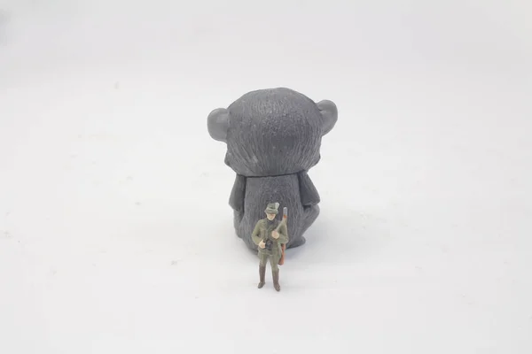 Chasseurs Contre Les Animaux Une Mini Figurines Plastique — Photo