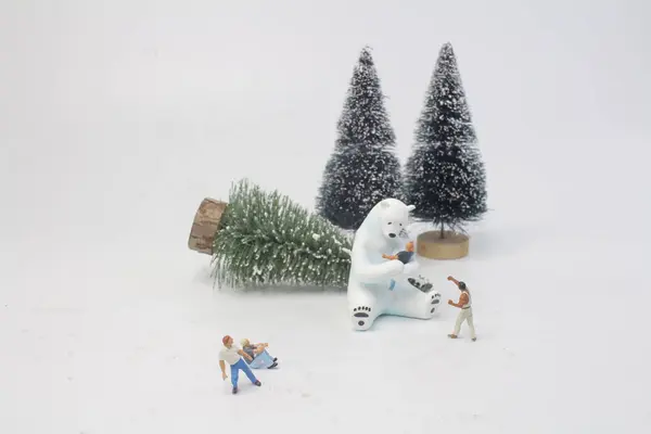 Pequeño Figura Están Luchando Sobre Animal — Foto de Stock