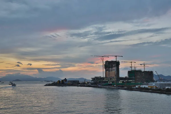 a landmark in the evening Victoria harbor