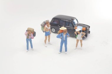 sırt çantası mini figür ile taksi