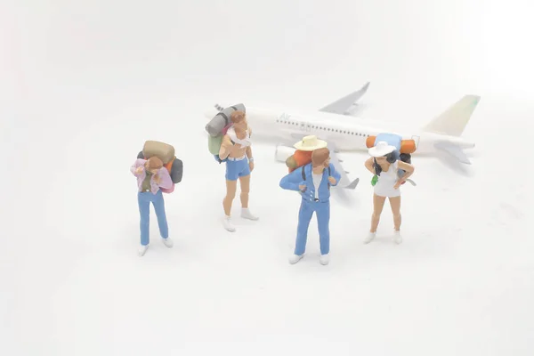 Mini Figures Back Pack Airplane — Stock Photo, Image