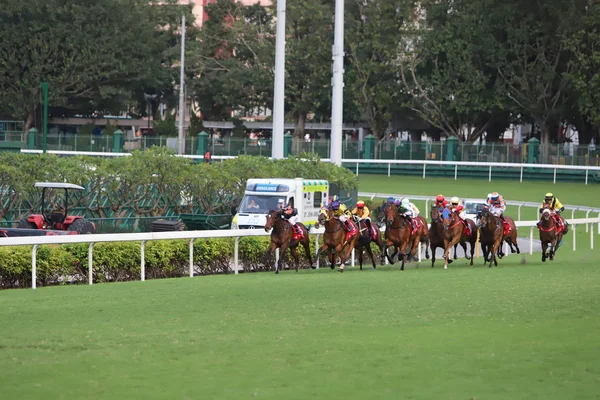 Corrida Cavalos Happy Valley Racecourse — Fotografia de Stock