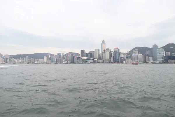 Bir Kasaba Gökdelenler Victoria Harbour Üzerinde Aşağı — Stok fotoğraf