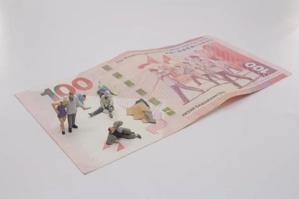 Міні Фігура Жебрака Банкноті — стокове фото