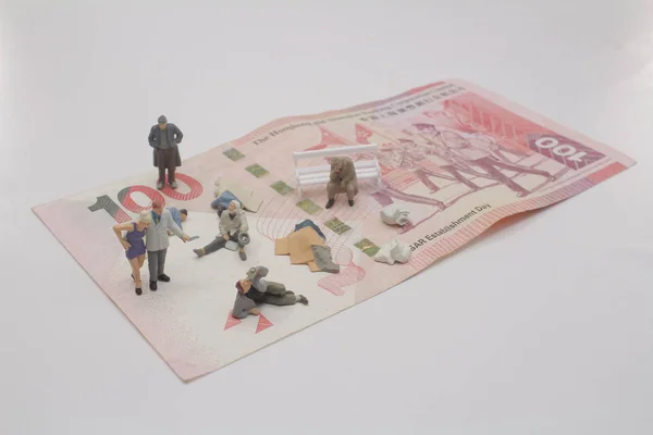 Mini Figure Begger Bank Note — Stock Photo, Image