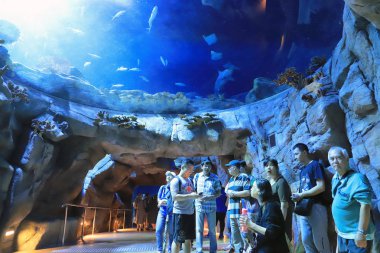  insanlar büyük akvaryum Tema Parkı ziyaret