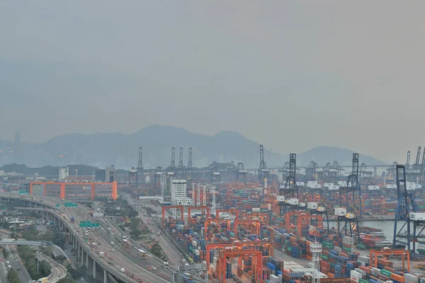 Terminal Contêineres Kwai Tsing Hong Kong — Fotografia de Stock