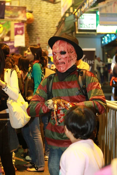 Traje Fantasma Durante Halloween Hong Kong — Fotografia de Stock