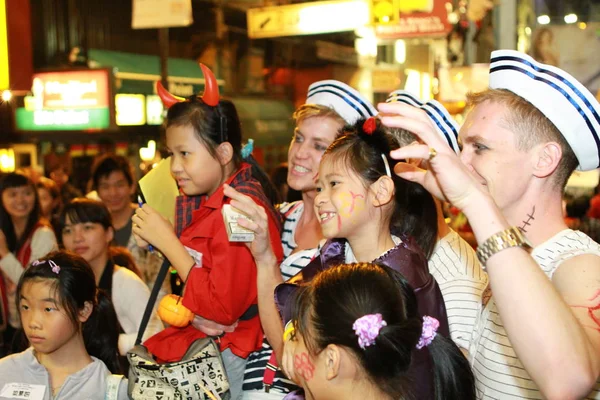 Traje Fantasma Durante Halloween Hong Kong — Fotografia de Stock