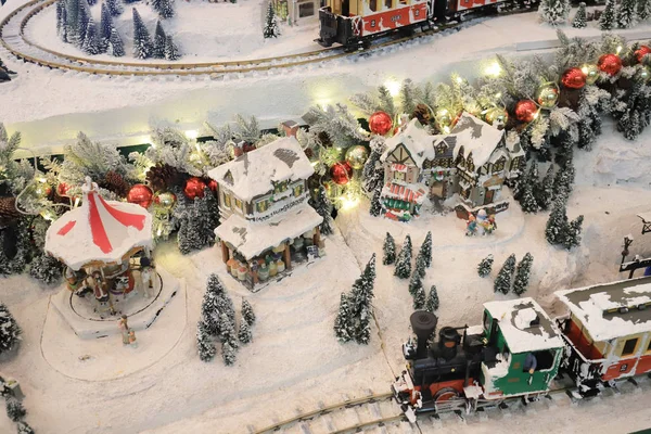 Esposizione Natale Centro Commerciale Modello Treno — Foto Stock