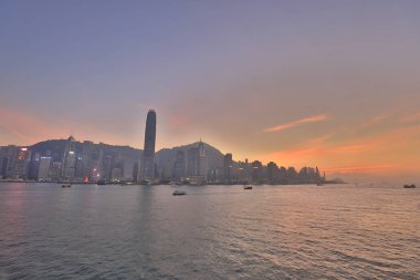 Kowloon görünümünden Hk Island.2018 üzerinde
