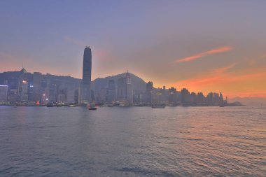 Kowloon görünümünden Hk Island.2018 üzerinde