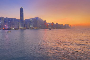 Kowloon görünümünden Hk Island.2018 üzerinde