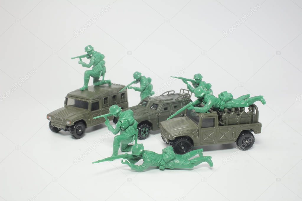 Plastic small toy of military with weapon