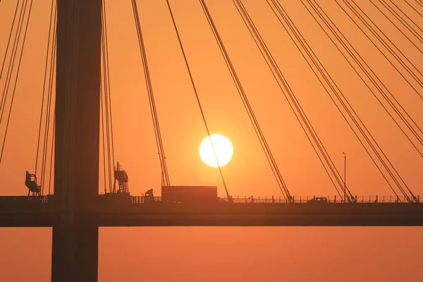 Zachód Słońca Ting Kau Bridge — Zdjęcie stockowe