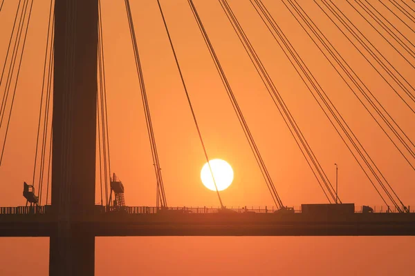 Sun Set Ting Kau Bridge — Stock Photo, Image