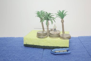 İş adamı ve sikke yığını rakam