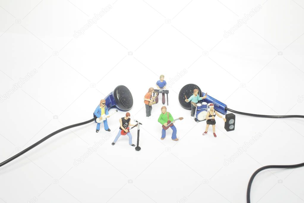 musician vintage musical band stage with ear phone