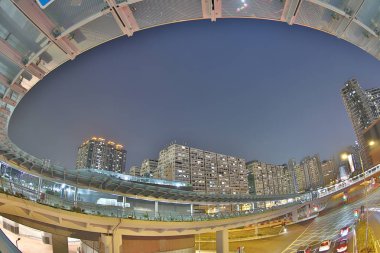 west kowloon staio bir modern yaya köprüsü bağlantı