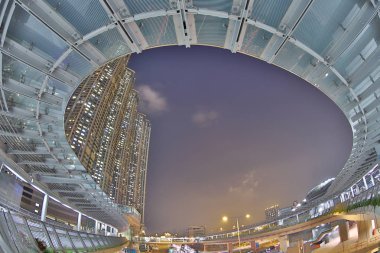 west kowloon staio bir modern yaya köprüsü bağlantı