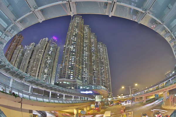Uma Ponte Pedonal Moderna Oeste Kowloon Staio — Fotografia de Stock