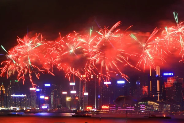 fireworks uygulamasında hk ada, manzarası ve Finans Merkezi,