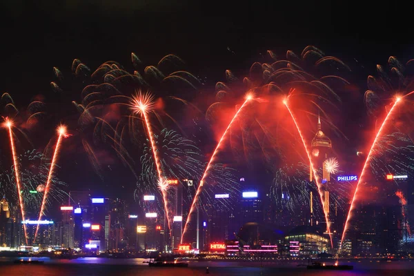 fireworks uygulamasında hk ada, manzarası ve Finans Merkezi,