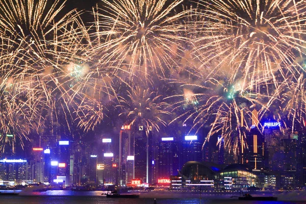 fireworks uygulamasında hk ada, manzarası ve Finans Merkezi,