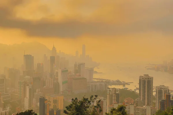 Ένα Πρόβλημα Της Ρύπανσης Του Αέρα Στο Χονγκ Κονγκ — Φωτογραφία Αρχείου