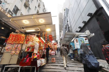 Hong Kong, Şubat 2019. Hong Kong ziyaret edenler yürüyüş 