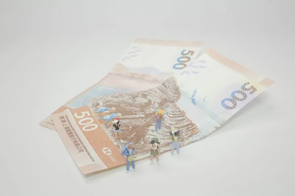 Mini Traveler Standing Banknote — Stock Photo, Image