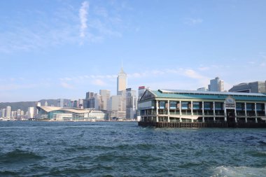 bir hong kong manzarası Şubat 2019 limanında