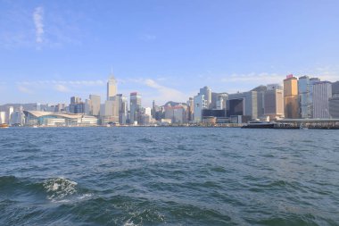 bir hong kong manzarası Şubat 2019 limanında