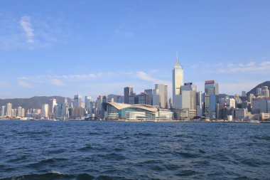 bir hong kong manzarası Şubat 2019 limanında